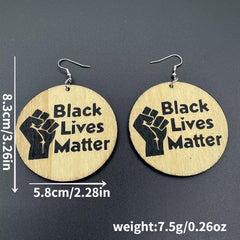 Geometric Printed Wooden Dangle Earrings Letter Earrings Women's Accessories