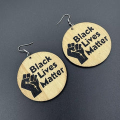 Geometric Printed Wooden Dangle Earrings Letter Earrings Women's Accessories