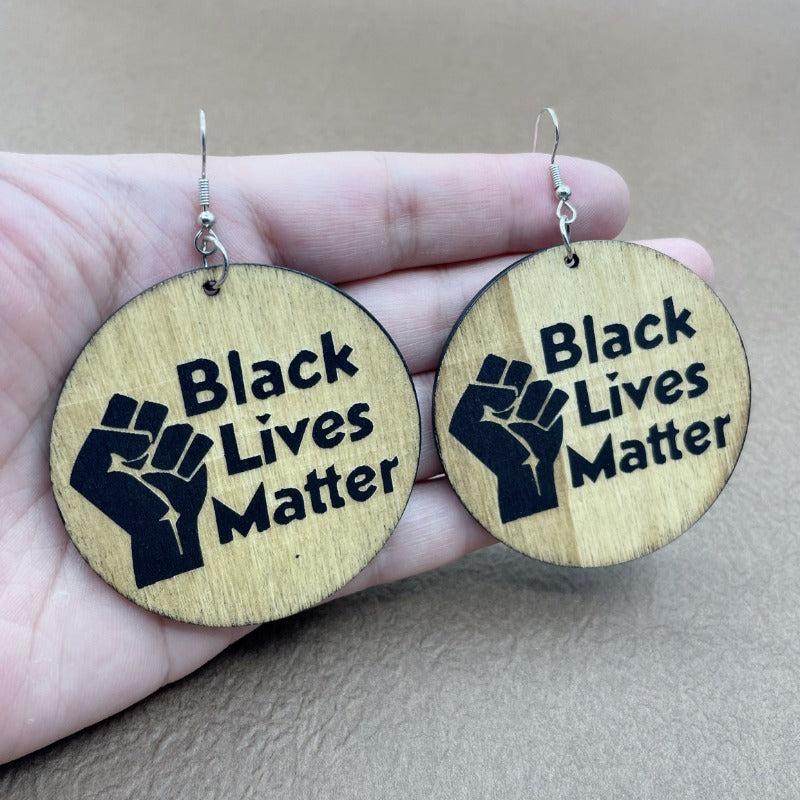 Geometric Printed Wooden Dangle Earrings Letter Earrings Women's Accessories