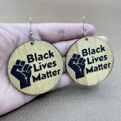 Geometric Printed Wooden Dangle Earrings Letter Earrings Women's Accessories