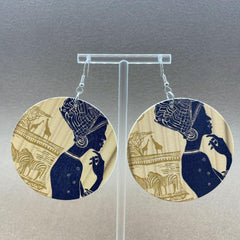 Bohemian Printed Wooden Dangle Earrings for Women - Mother's Gift