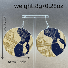 Bohemian Printed Wooden Dangle Earrings for Women - Mother's Gift