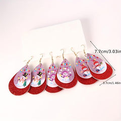 3 Pairs Christmas Snowman Dangle Earrings Set