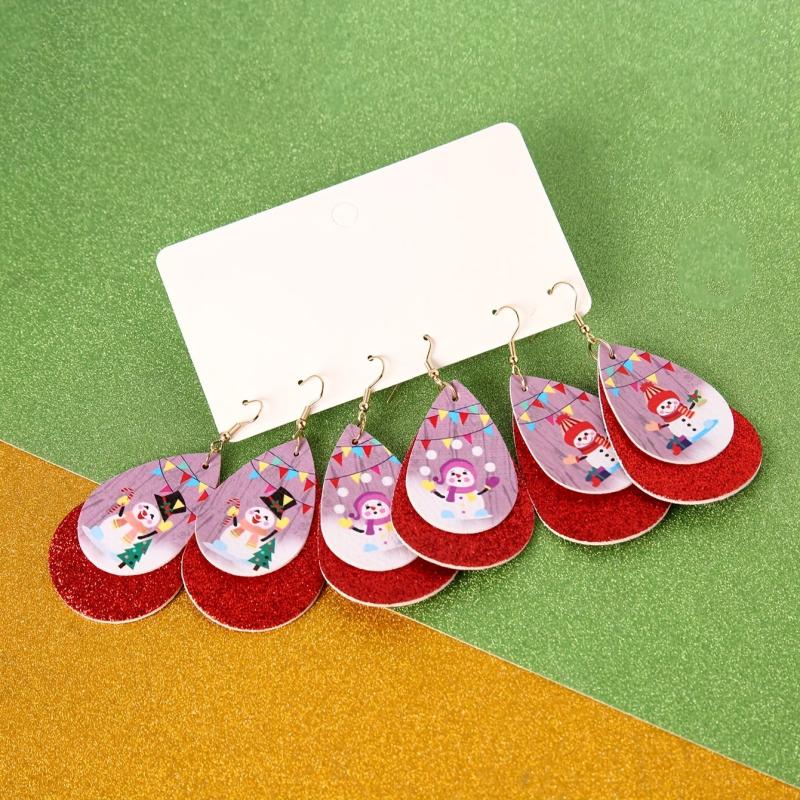 3 Pairs Christmas Snowman Dangle Earrings Set