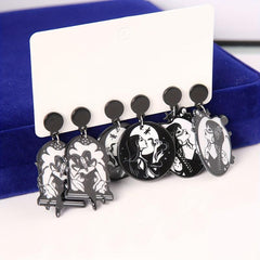 3 Pairs Halloween Monster Dangle Earrings Retro Goth Style Acrylic Jewelry