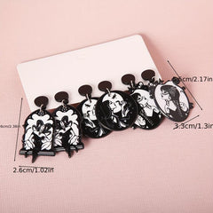 3 Pairs Halloween Monster Dangle Earrings Retro Goth Style Acrylic Jewelry