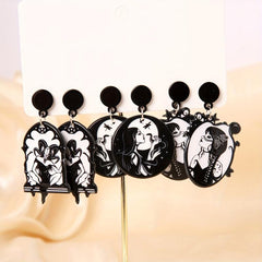 3 Pairs Halloween Monster Dangle Earrings Retro Goth Style Acrylic Jewelry
