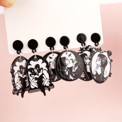 3 Pairs Halloween Monster Dangle Earrings Retro Goth Style Acrylic Jewelry