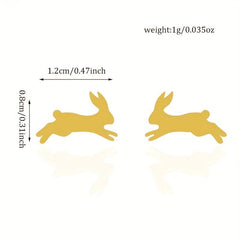 Running Rabbit Stud Earrings Stainless Steel 18K Plated