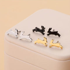 Running Rabbit Stud Earrings Stainless Steel 18K Plated