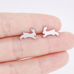 Running Rabbit Stud Earrings Stainless Steel 18K Plated