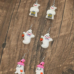 Cartoon Style Halloween Ghost Dangle Earrings Acrylic Jewelry