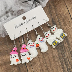 Cartoon Style Halloween Ghost Dangle Earrings Acrylic Jewelry