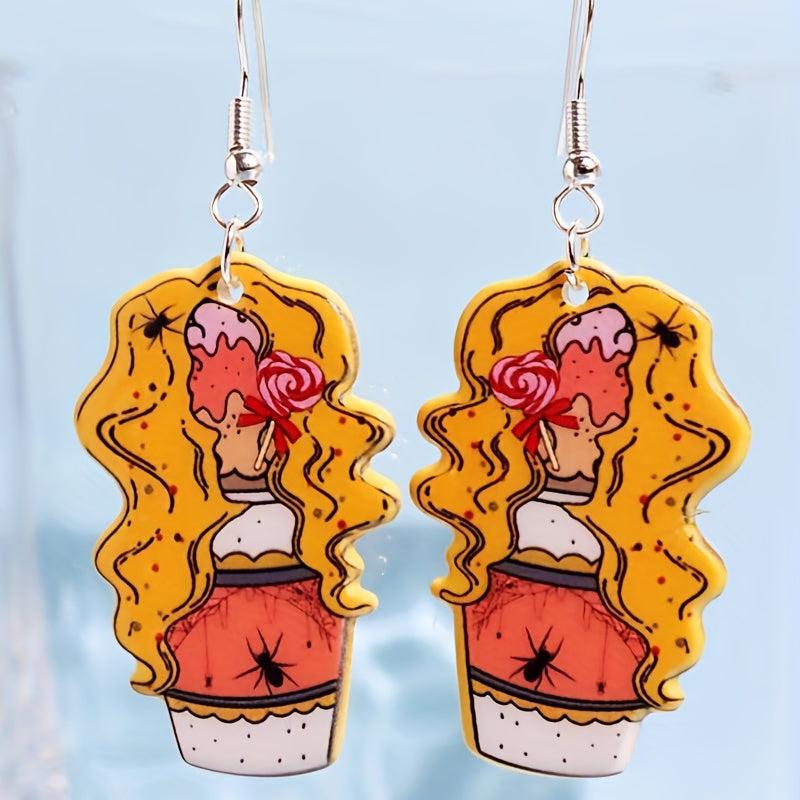 Halloween Poisonous Drinking Dangle Earrings Retro Cartoon Style