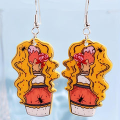 Halloween Poisonous Drinking Dangle Earrings Retro Cartoon Style