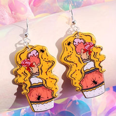 Halloween Poisonous Drinking Dangle Earrings Retro Cartoon Style