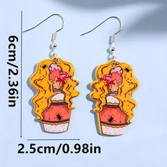 Halloween Poisonous Drinking Dangle Earrings Retro Cartoon Style