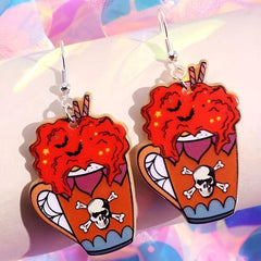 Halloween Poisonous Drinking Dangle Earrings Retro Cartoon Style