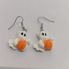 Halloween Dangle Earrings - Ghost Pumpkin Cat Hip Hop Style Jewelry