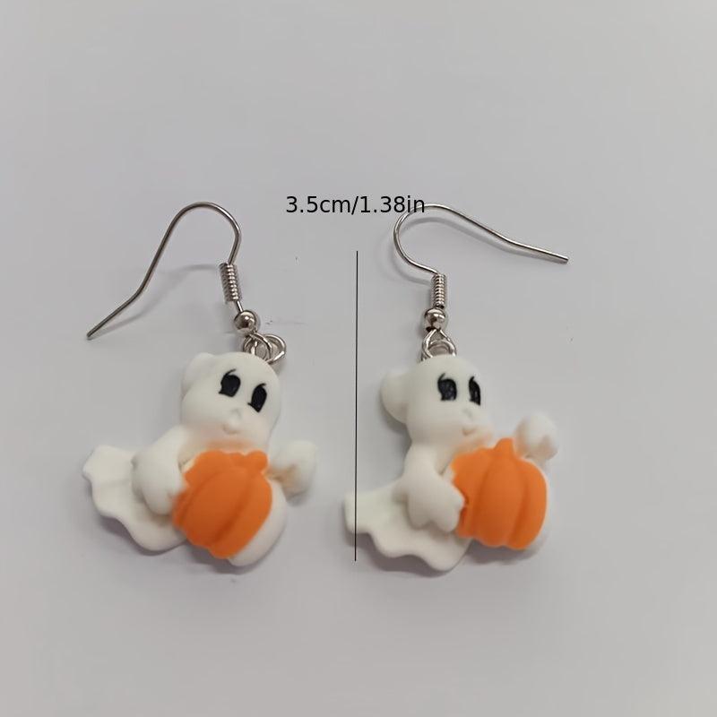 Halloween Dangle Earrings - Ghost Pumpkin Cat Hip Hop Style Jewelry
