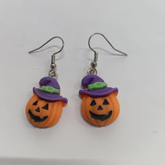 Halloween Dangle Earrings - Ghost Pumpkin Cat Hip Hop Style Jewelry