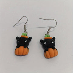 Halloween Dangle Earrings - Ghost Pumpkin Cat Hip Hop Style Jewelry