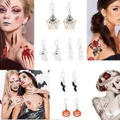 5 Pairs Halloween Horror Dangle Earrings Set