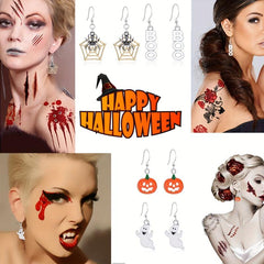5 Pairs Halloween Horror Dangle Earrings Set