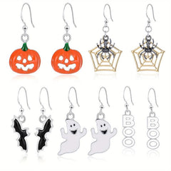 5 Pairs Halloween Horror Dangle Earrings Set