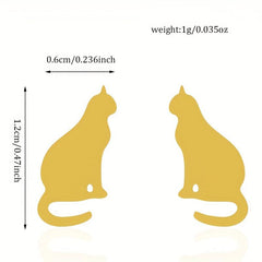 Cat Stud Earrings Stainless Steel 18K Plated Style Earrings