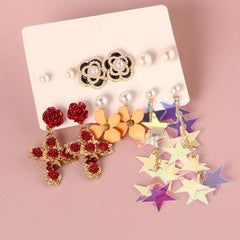 6pairs Retro Vacation Style Earrings Set