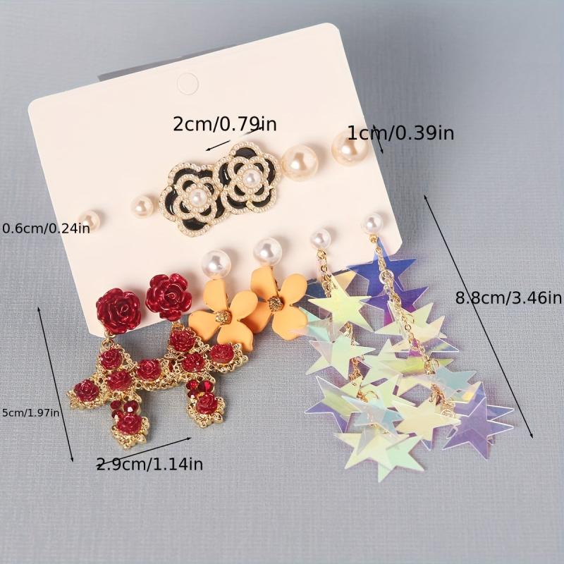 6pairs Retro Vacation Style Earrings Set