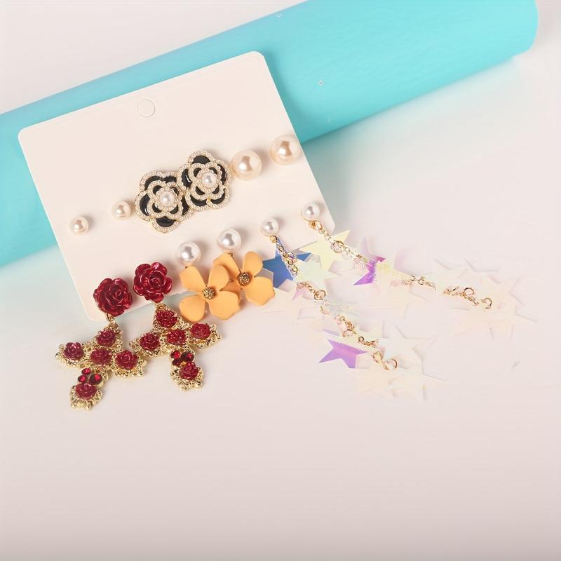 6pairs Retro Vacation Style Earrings Set