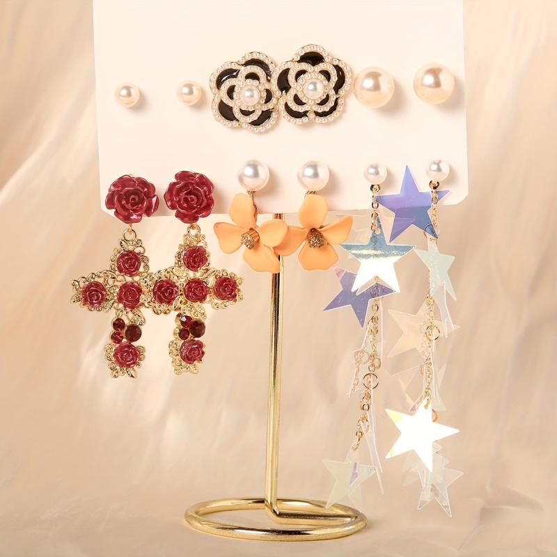6pairs Retro Vacation Style Earrings Set