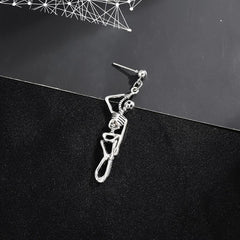 Halloween Skeleton Chain Asymmetric Dangle Earrings Retro Goth Style Jewelry