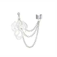 Halloween Skeleton Chain Asymmetric Dangle Earrings Retro Goth Style Jewelry