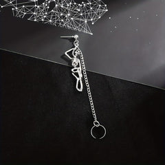 Halloween Skeleton Chain Asymmetric Dangle Earrings Retro Goth Style Jewelry
