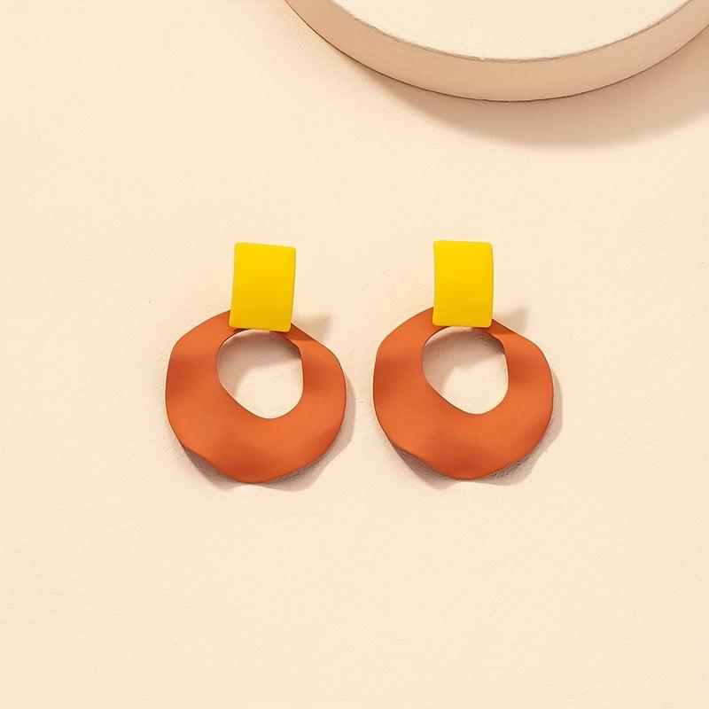 Geometric Circle Shape Dangle Earrings Steel Vocation Style Jewelry