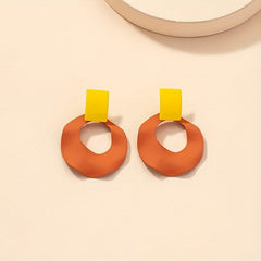 Geometric Circle Shape Dangle Earrings Steel Vocation Style Jewelry