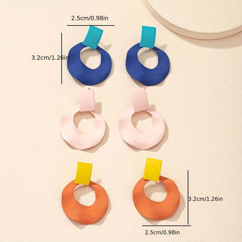 Geometric Circle Shape Dangle Earrings Steel Vocation Style Jewelry