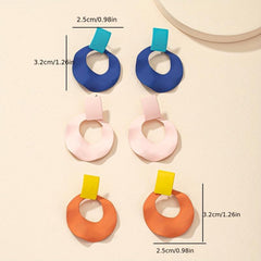 Geometric Circle Shape Dangle Earrings Steel Vocation Style Jewelry