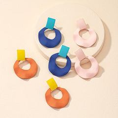 Geometric Circle Shape Dangle Earrings Steel Vocation Style Jewelry