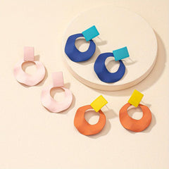 Geometric Circle Shape Dangle Earrings Steel Vocation Style Jewelry