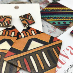 Boho Square Pendant Dangle Earrings Zinc Alloy Gift For Women