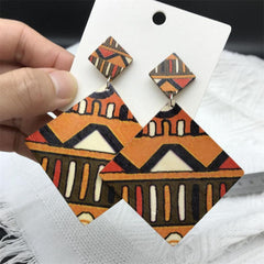 Boho Square Pendant Dangle Earrings Zinc Alloy Gift For Women