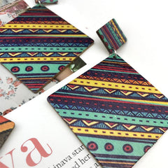 Boho Square Pendant Dangle Earrings Zinc Alloy Gift For Women