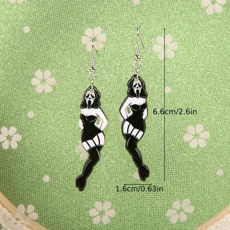 Halloween Skull Sexy Beauty Dangle Earrings Acrylic Jewelry Female Gift