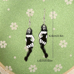 Halloween Skull Sexy Beauty Dangle Earrings Acrylic Jewelry Female Gift