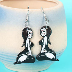 Halloween Skull Sexy Beauty Dangle Earrings Acrylic Jewelry Female Gift