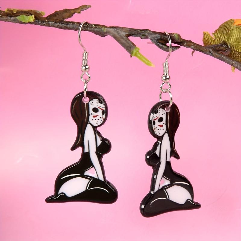 Halloween Skull Sexy Beauty Dangle Earrings Acrylic Jewelry Female Gift